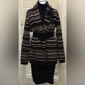Lauren Ralph Lauren black with cream casual knit jacket